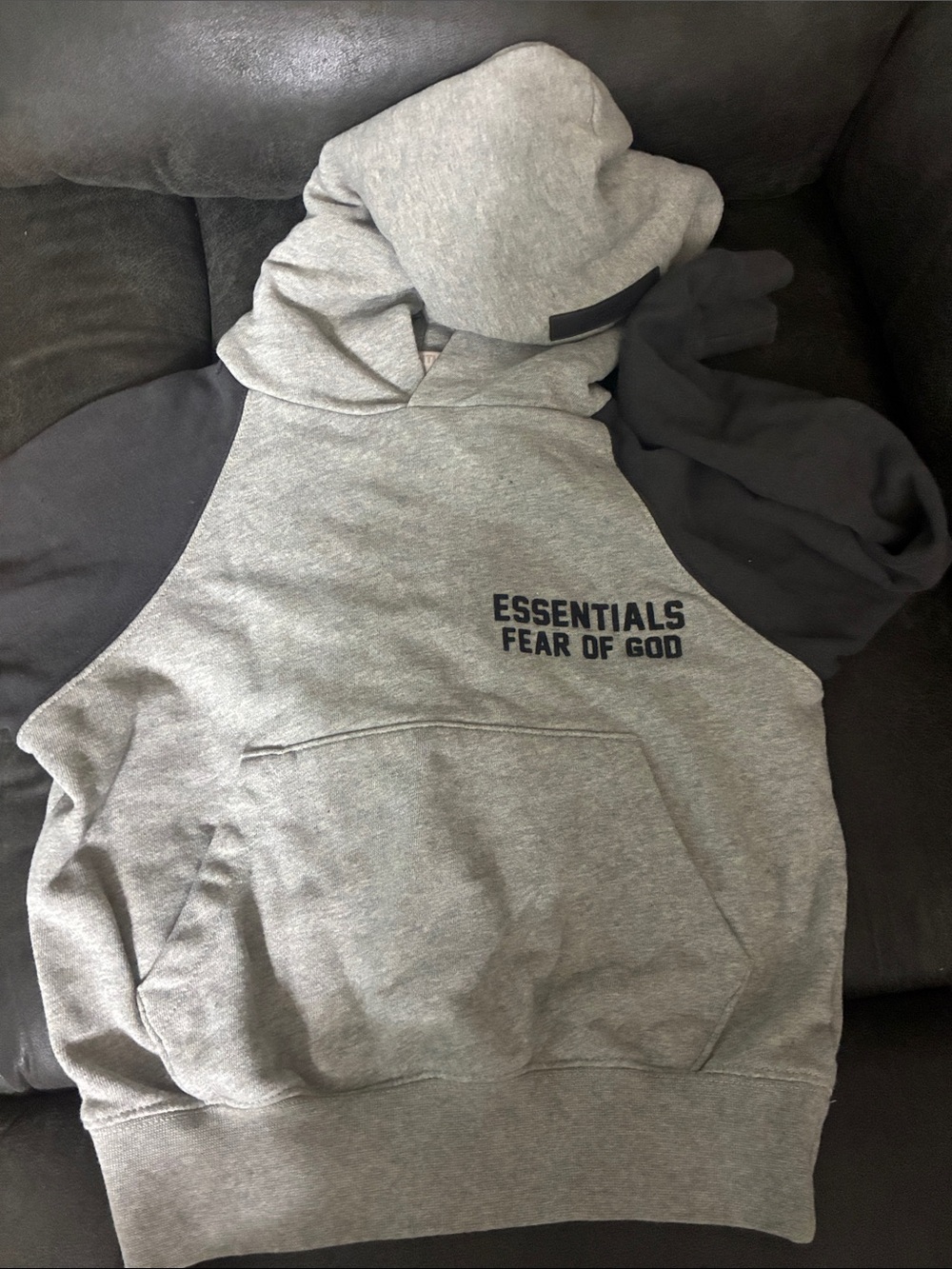 Fear of God Essentials Two-Tone Gray and Black Hoodie